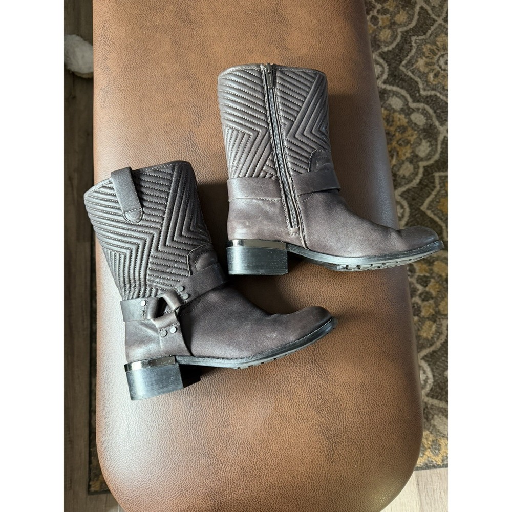 Vince Camuto Walden Quilted Moto Mid-rise Boot Gray (leaning brown) Size 7.5